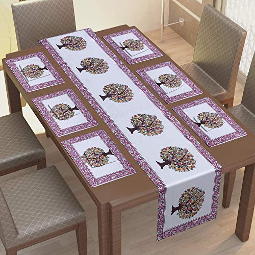 TEXSTYLERS Pure Cotton Block Printed Jaipuri Placemats, Napkins and Table Runner (Set of 13 Pcs's) (Multicolor 10)